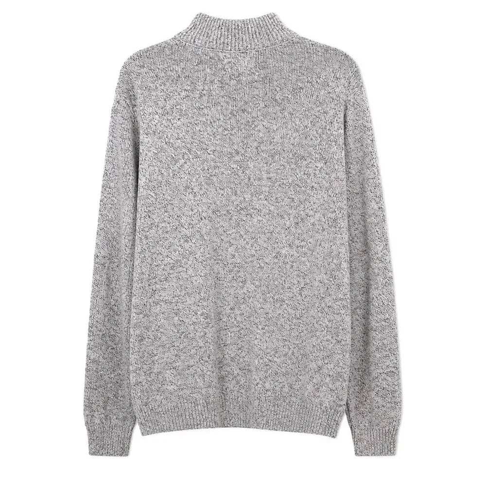 CHAPS Mens XXL Plus Size Quarter Thick Zip Sweater Gray Marled Cotton Blend